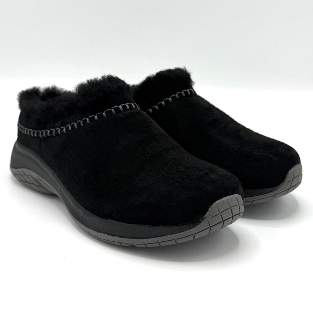 Merrell Encore Ice 5 Black Shearling Mule Clog Slip On Womens 5.5 Comfort